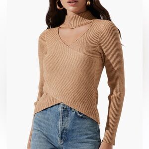 ASTR The Label Cross Front Mock Neck Sweater NWT